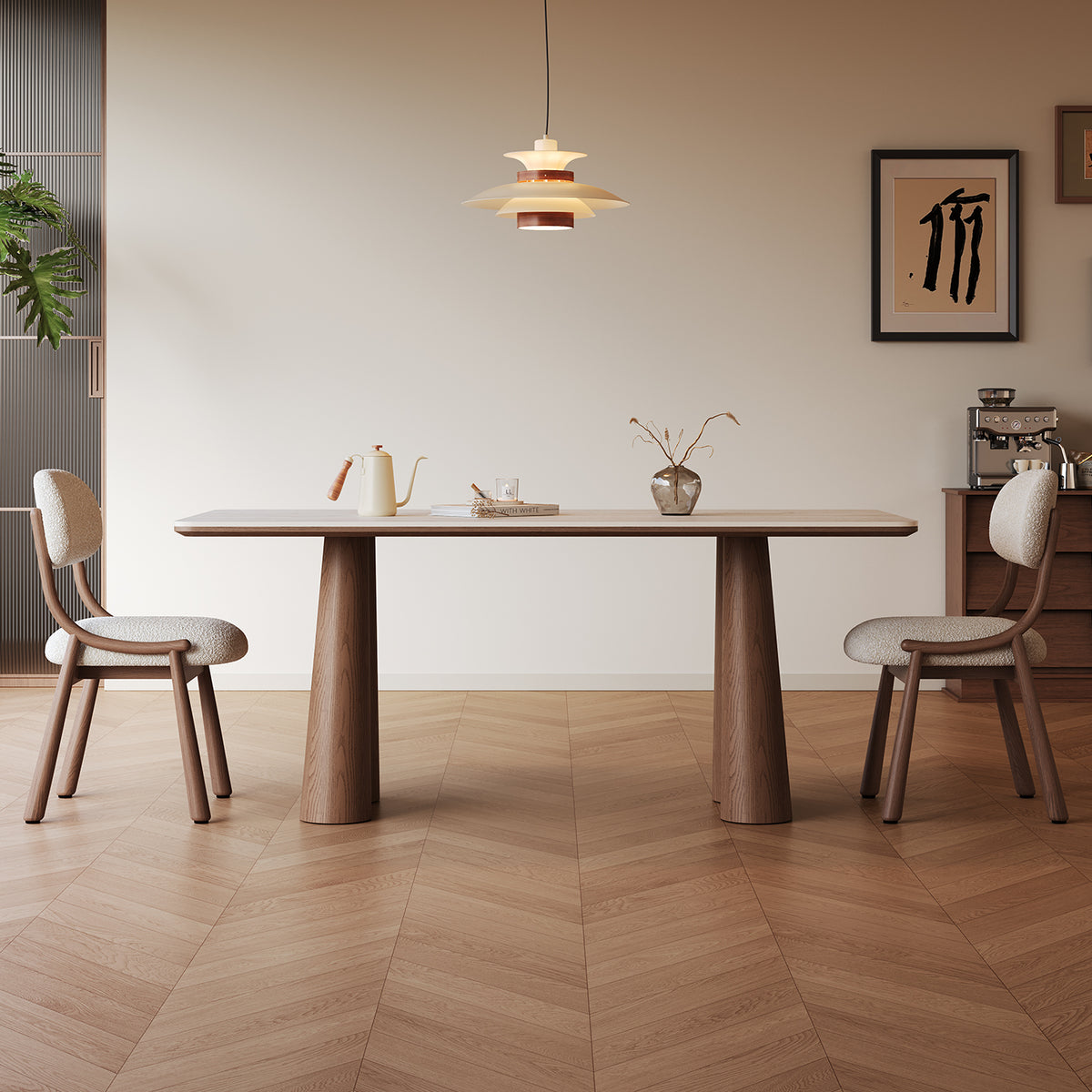 Solid Wood Sintered Stone Dining Table